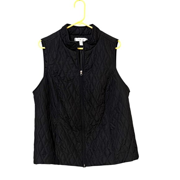 croft & barrow Jackets & Blazers - Croft & Barrow Womens Black Quilted Vest 1X With Full Zip Front & High Collar